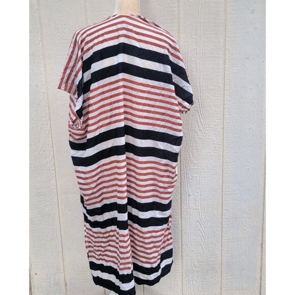 Loft striped open front long duster wmns sz M/L Short Slv Lightweight - Picture 2 of 5